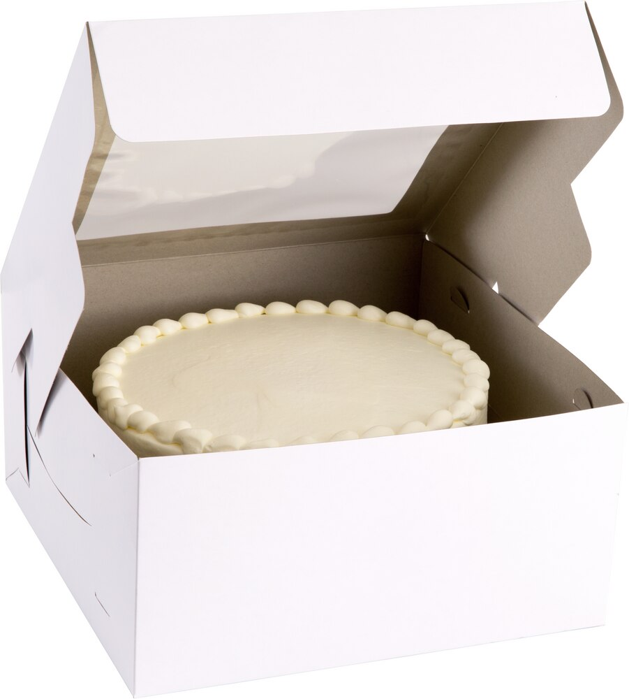White Square Window Cake Box, 12-in x 12-in x 6-in