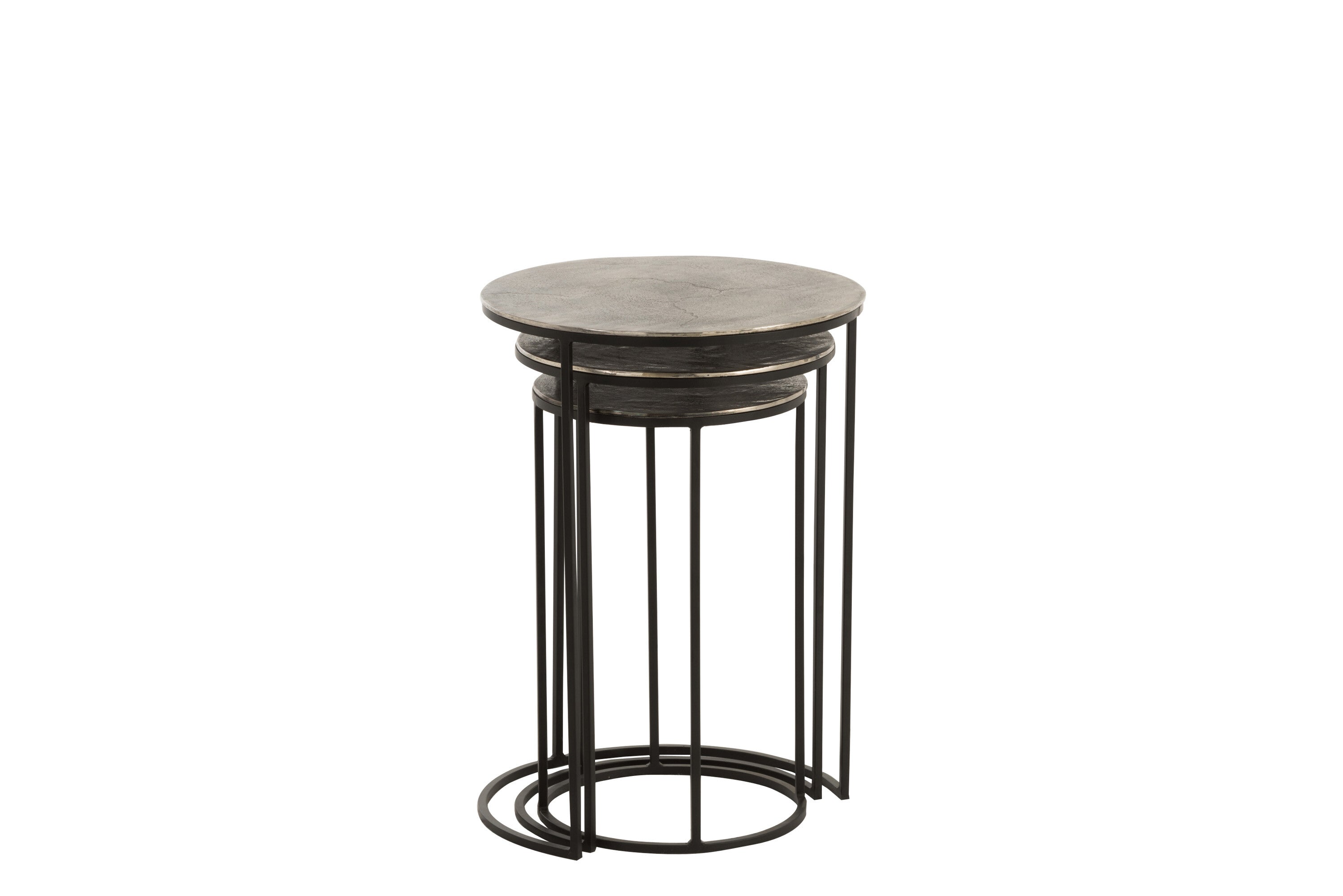 J-Line bijzettafel Rond - aluminium - zwart/grijs - set van 3