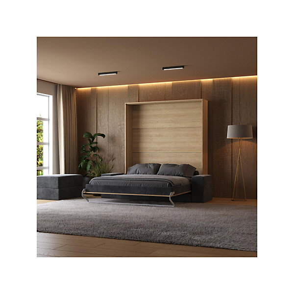 Lit escamotable 180x200cm Vertical Canapé Anthracite Lit Mural SUP M1 Chêne Kaiserberg