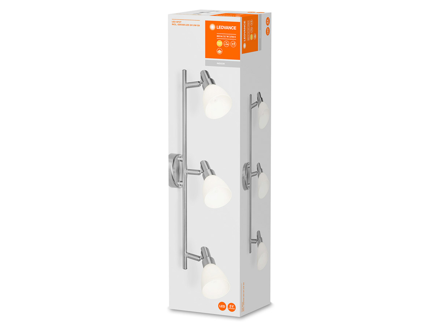 Spot LED 3-punktowy aluminiowy srebrny