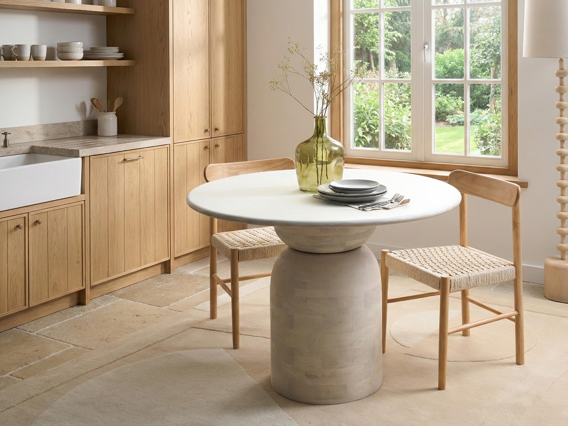 Dining Table MURTLE White 110 cm 110 cm Mango Wood