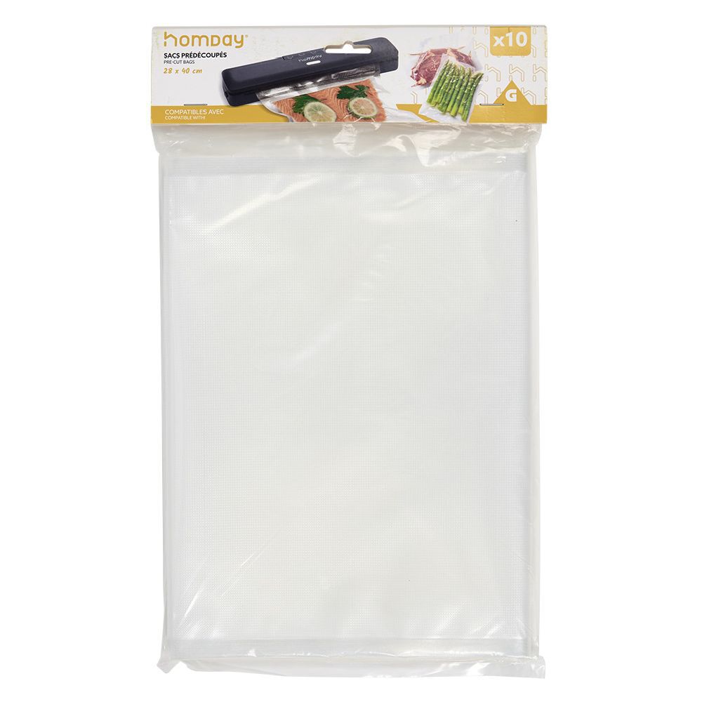 Sac de conservation alimentaire pré-découpé 28x40cm 10 sacs - Taille L