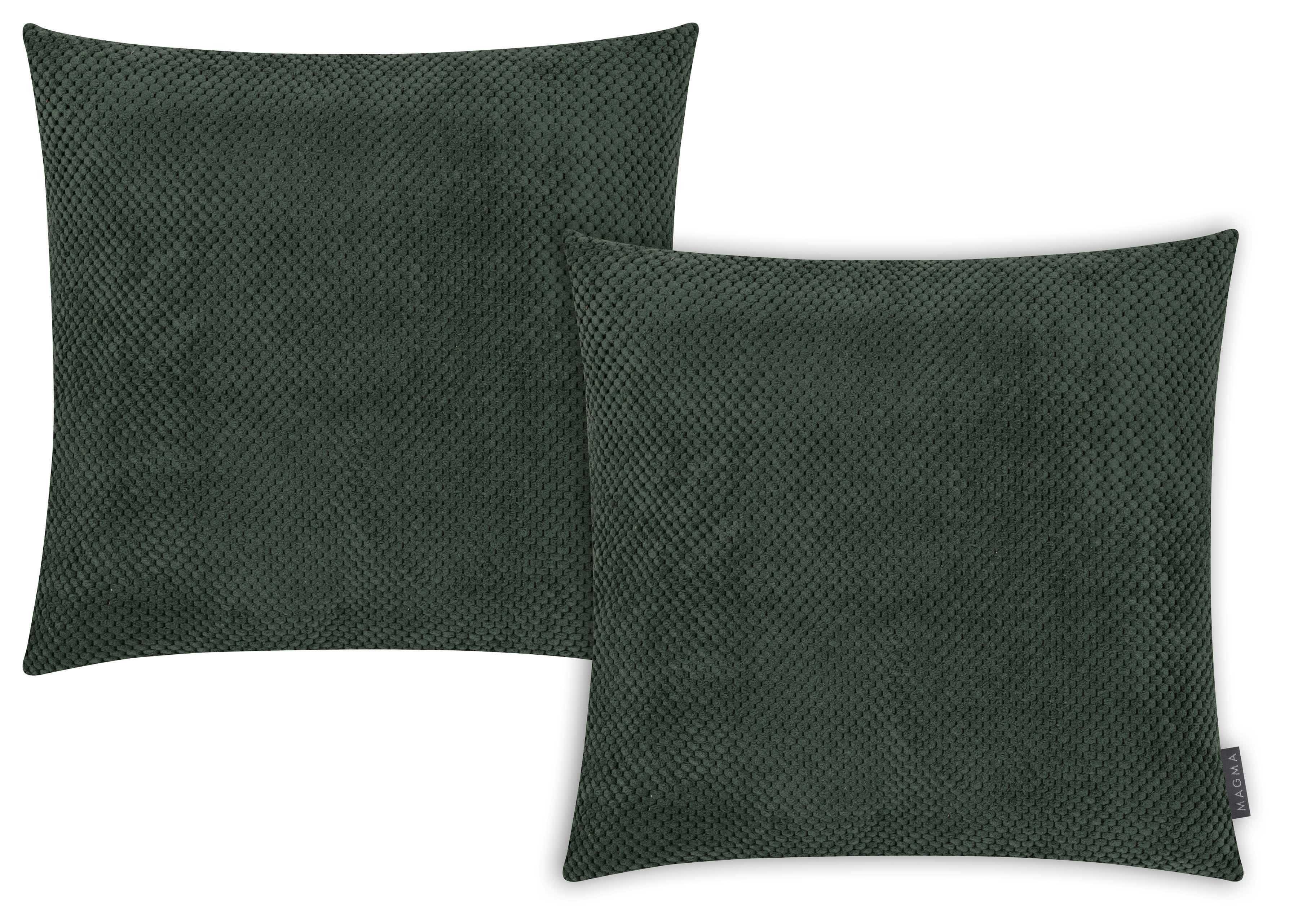 COMODO - Housses de coussin en velours avec relief vert-Lot de 2-50x50