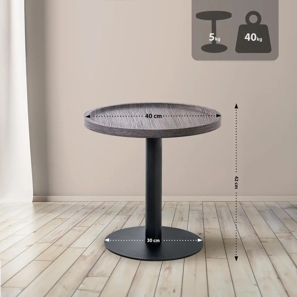 CLP Bijzettafel Aspen mat zwart Frame - Hout - grijs