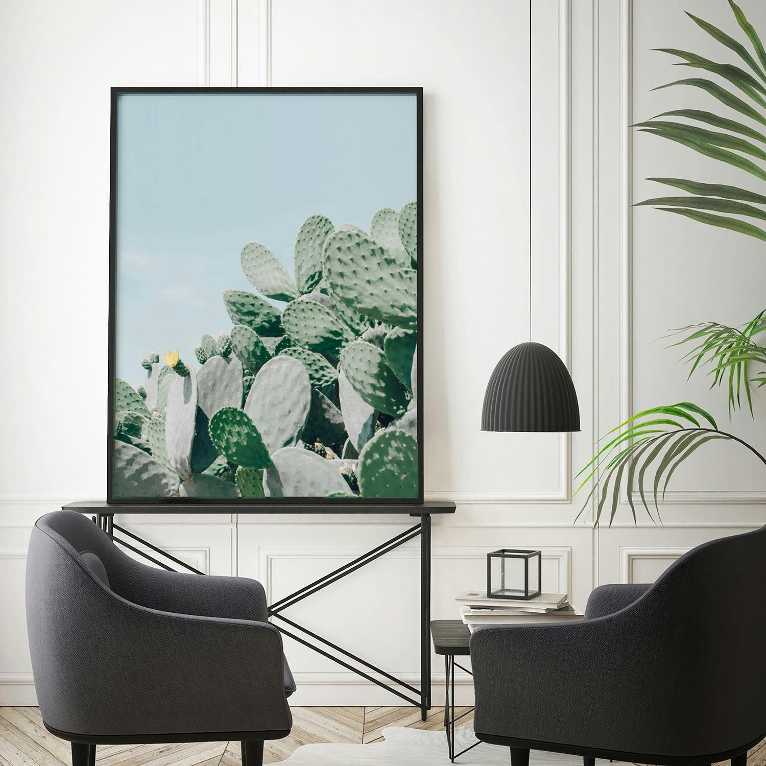 CACTUS - Affiche avec cadre noir - Plantes de cactus - 50x70