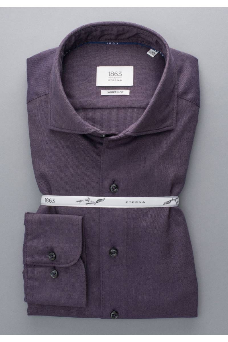ETERNA 1863 Modern Fit Flanellhemd violett, Einfarbig
