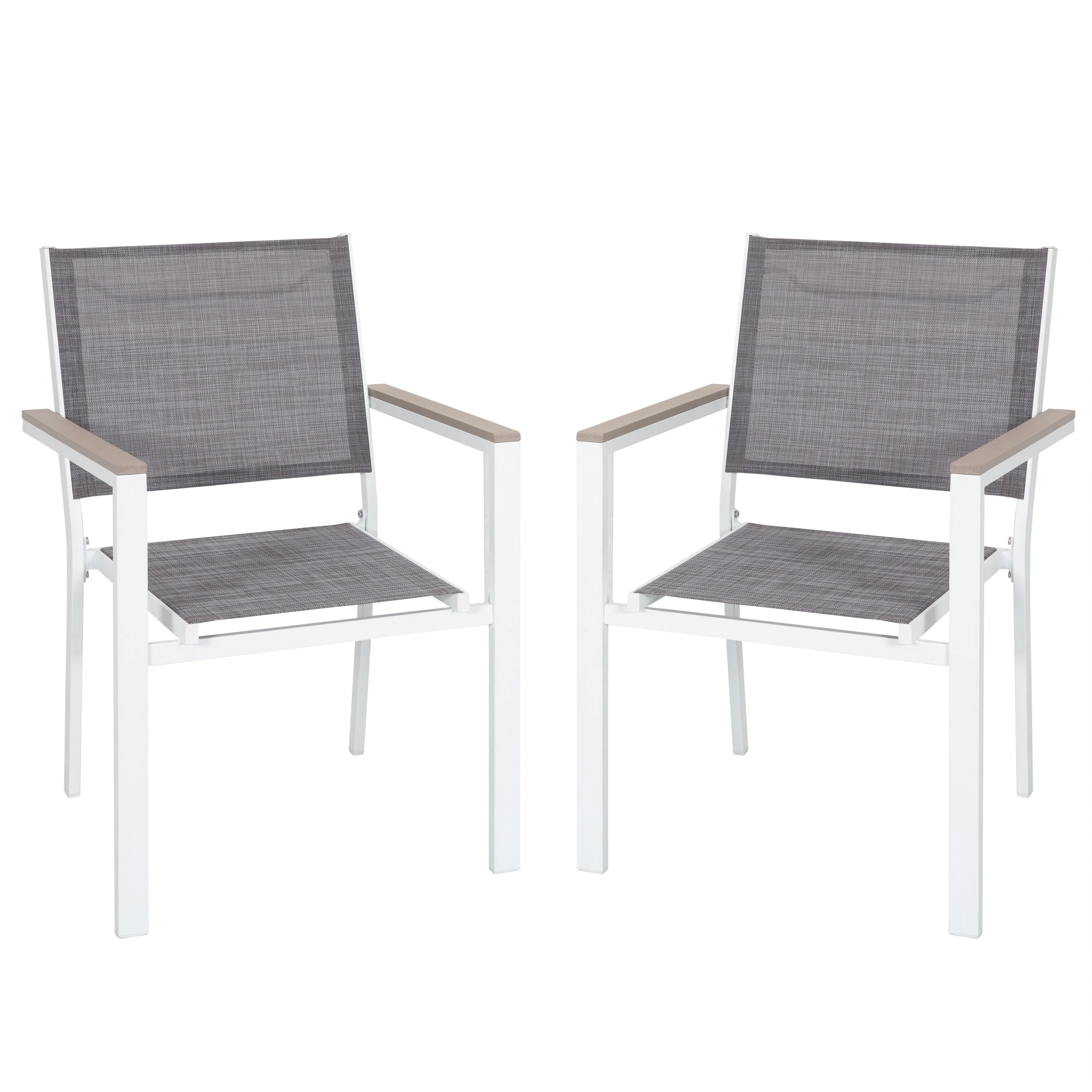 Patio 2-Piece Dining Chairs, Outdoor Textilene Stackable Chairs