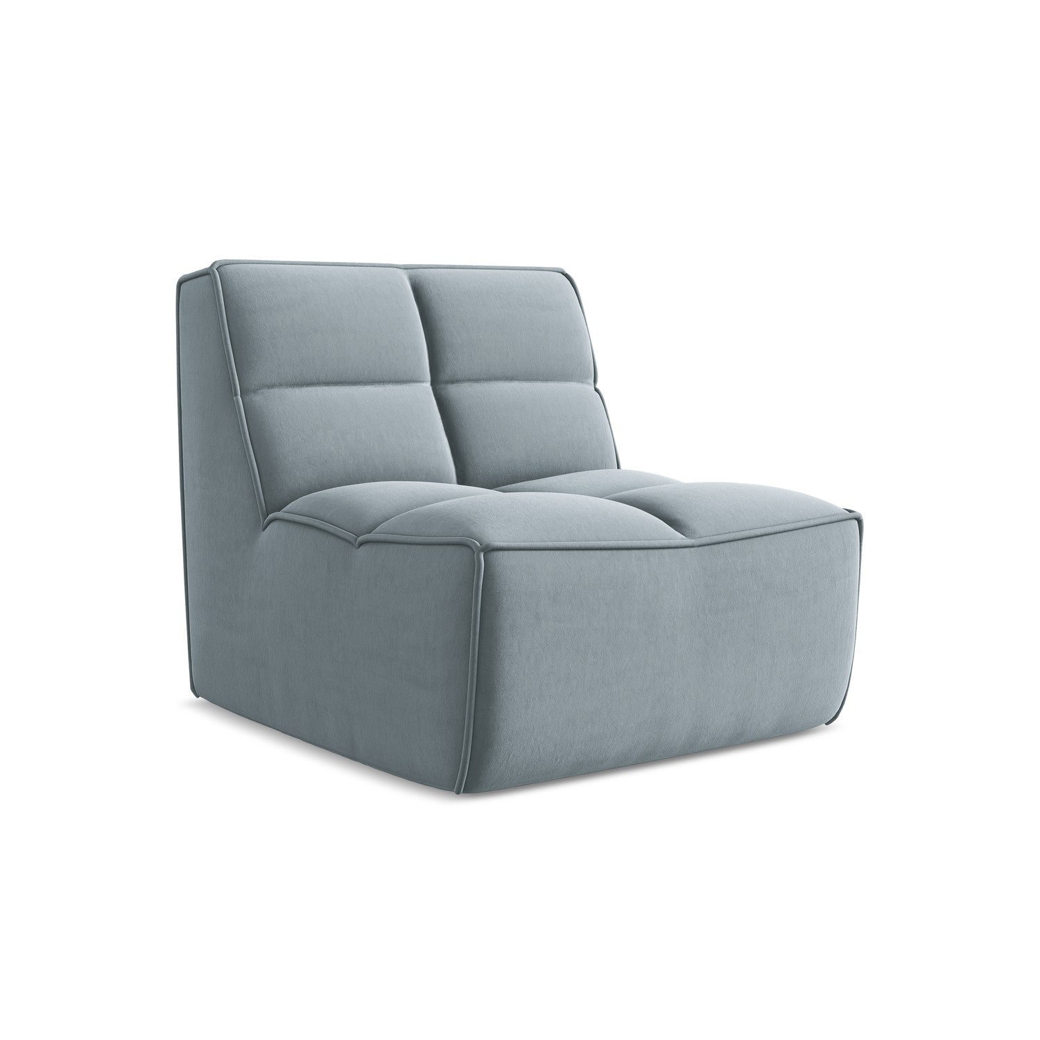 LaMiaSofa Bankmodule midden Belluno - velours - lichtblauw - 80x93x75