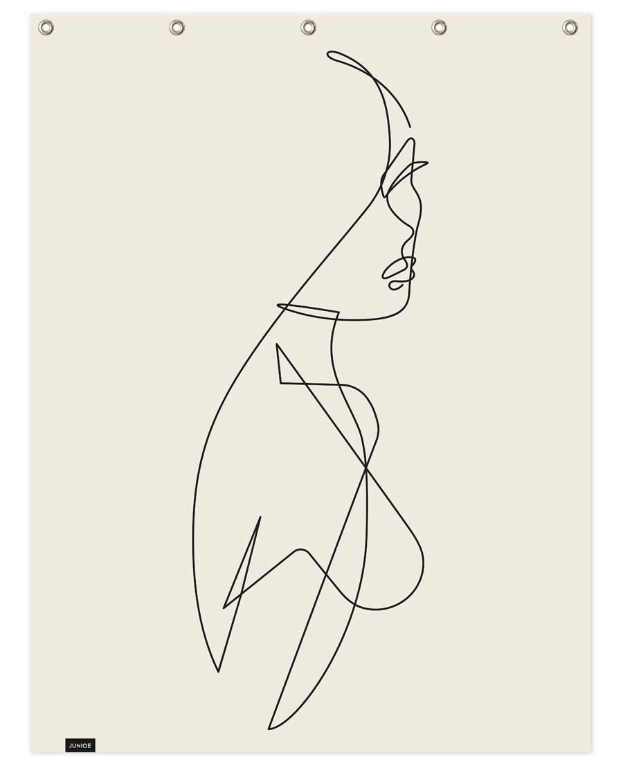 FEMME I - Rideau de douche en polyester en blanc ivoire & noir 150x200