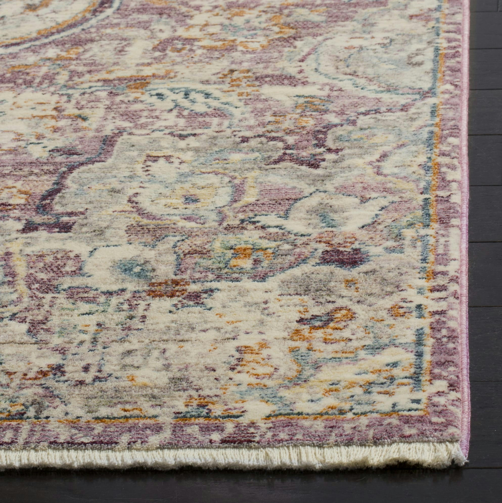 ILLUSION - Tapis de salon interieur en crème & rose, 69 x 244 cm