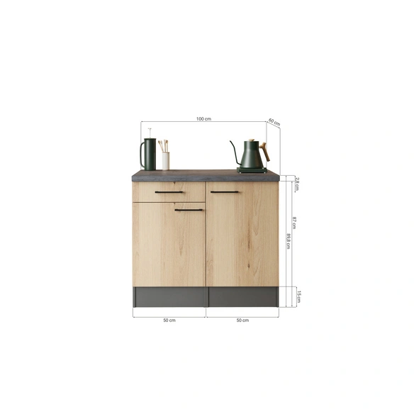 Buffetschrank, »Oliver«, LxBxH: 100x60x90 cm, grau matt