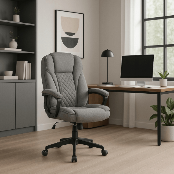 Fotel Biurowy Obrotowy Krzesło Do Biurka Komputer Ergonomiczny Szary PHONIX