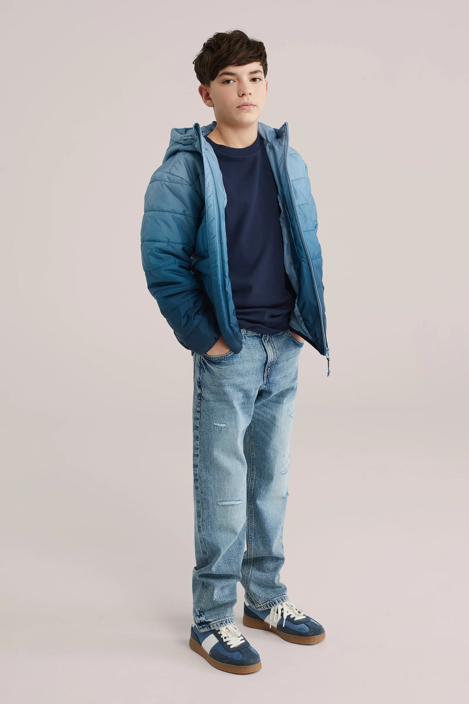 Jongens gewatteerde tussenjas met print