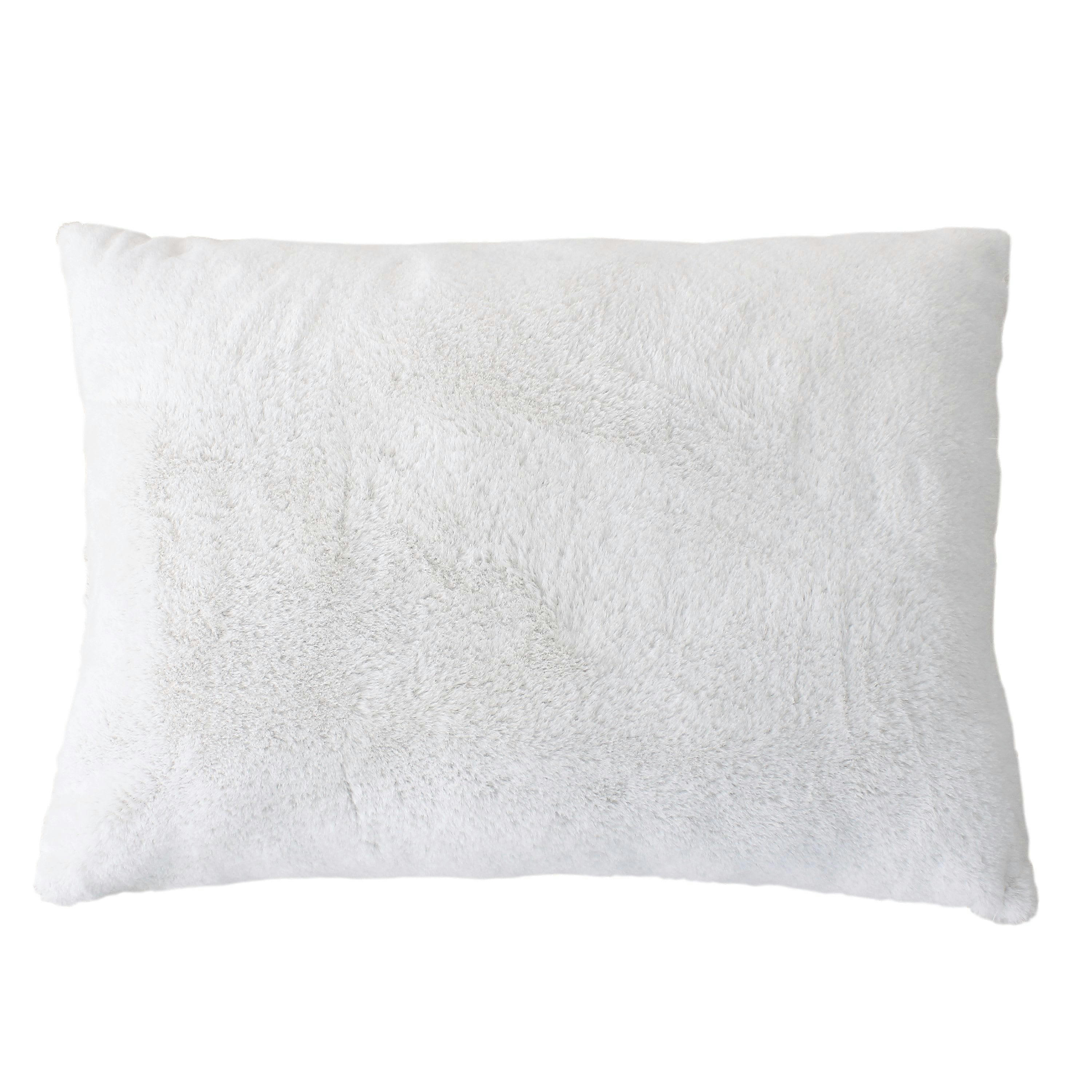 AZURA - Coussin azura effet fourrure 2 tons 65 x 50 cm blanc
