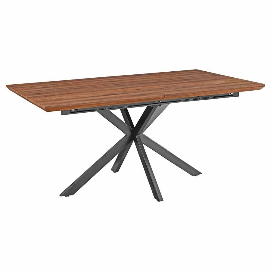 - Table extensible avec plateau effet noyer et pieds noirs