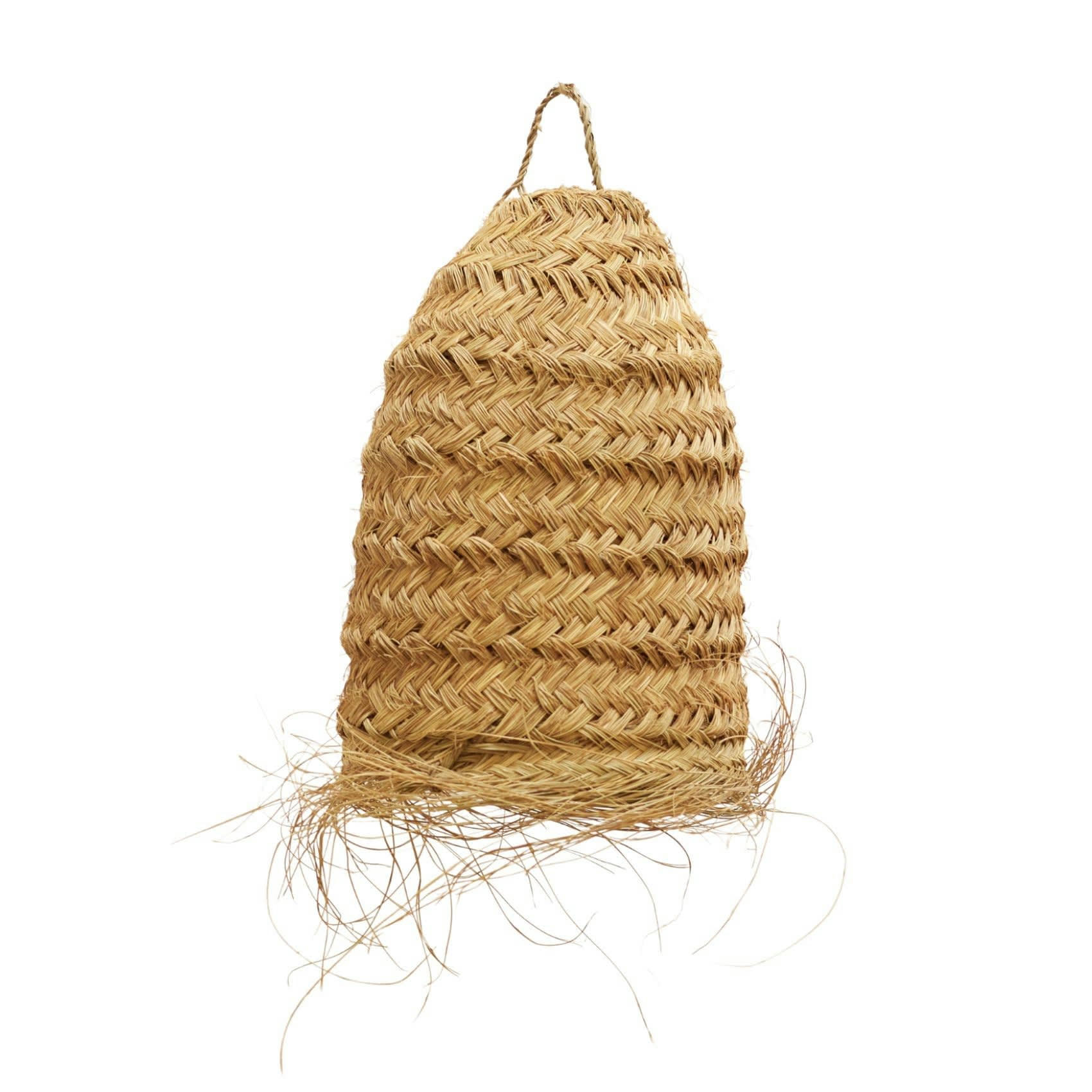 - Abat-jour tube fibre de palmier osier naturel 40x28 cm