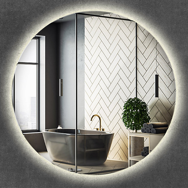 Grand Miroir LED Rond Organique Wallfluent fi100cm Lumière Neutre Décoratif Chambre Salle de Bain Tendance