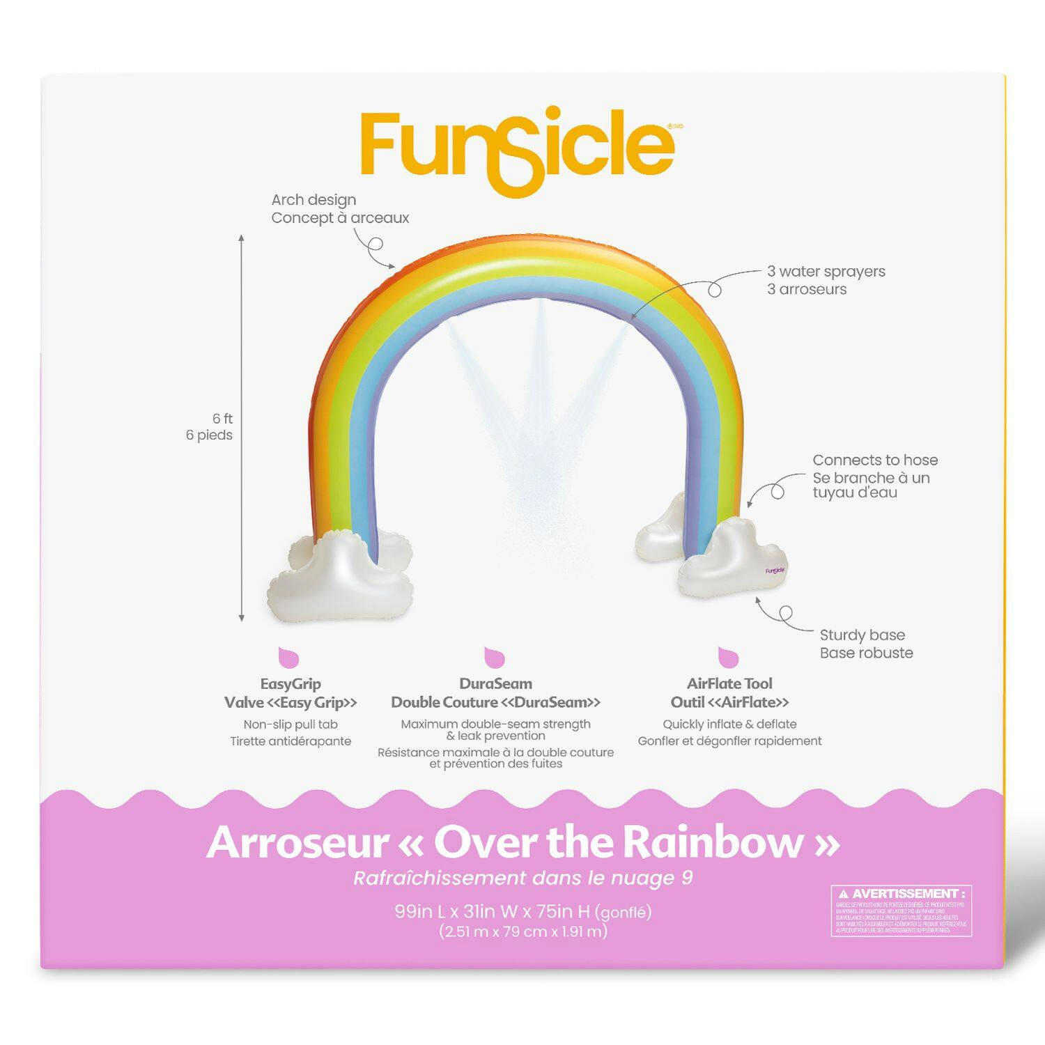 Funsicle Over the Rainbow Giant Inflatable Outdoor Sprinkler with Built-In Water Sprayers