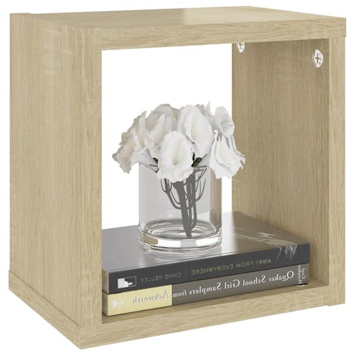 NNEVL Wall Cube Shelves 6 pcs White and Sonoma Oak 22x15x22 cm