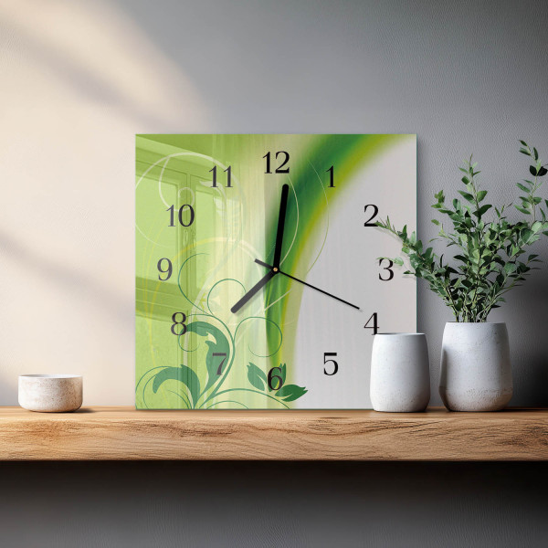 Zegar dekor 30x30 Wzór Kwiatów rośliny kolorowe grafika salon