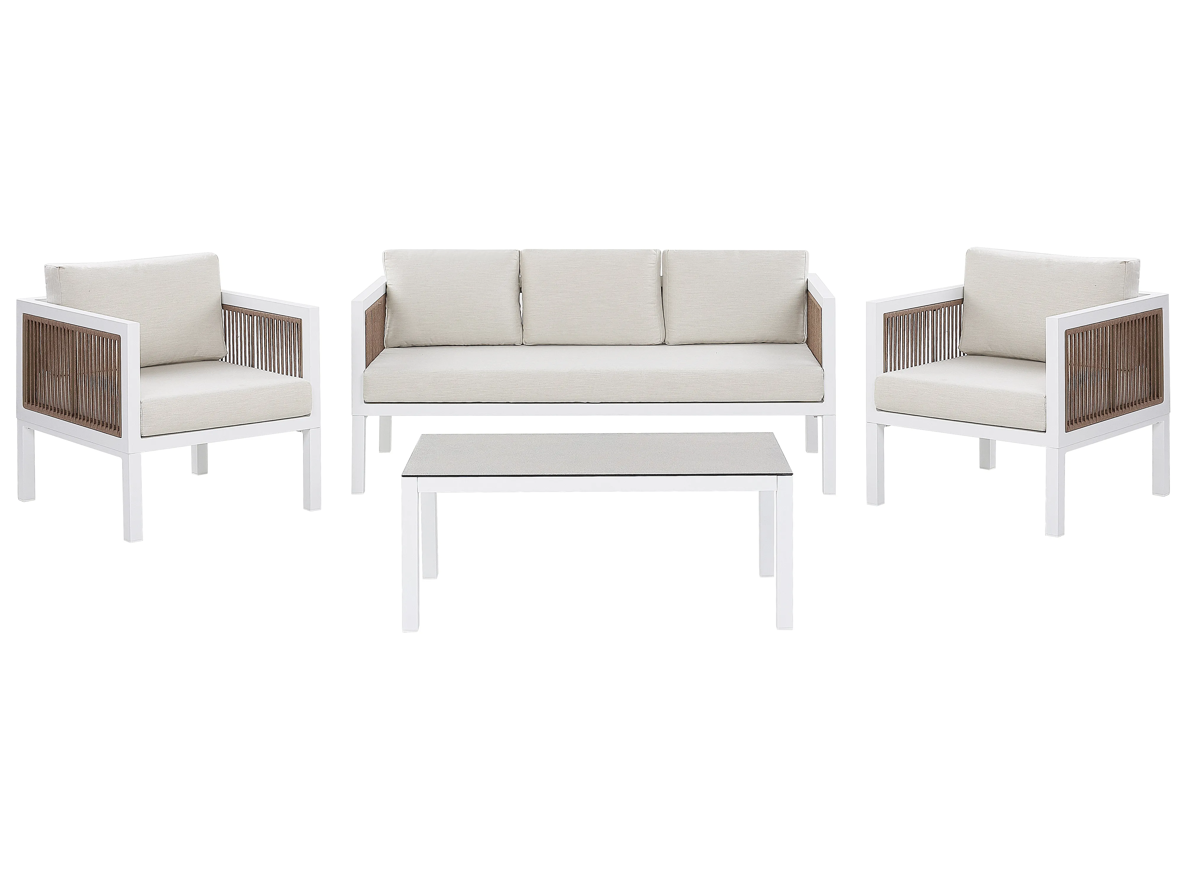 Garden Corner Sofa with Table 4 Seater BORELLO Left Hand Metal Beige