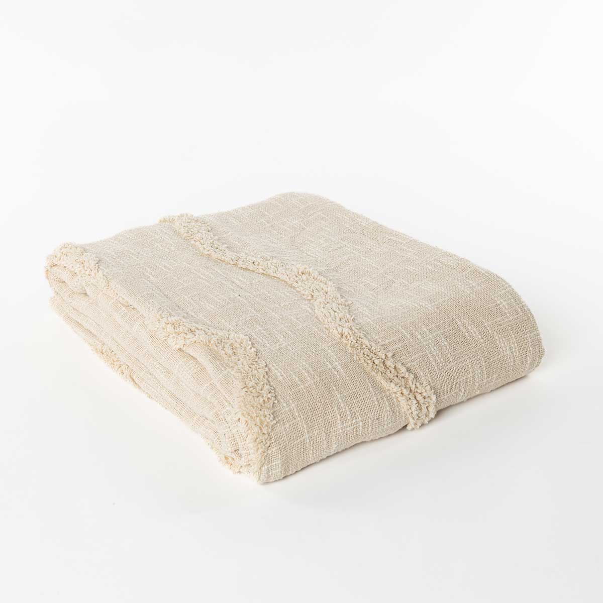 Colcha bege em algodão 220x240cm