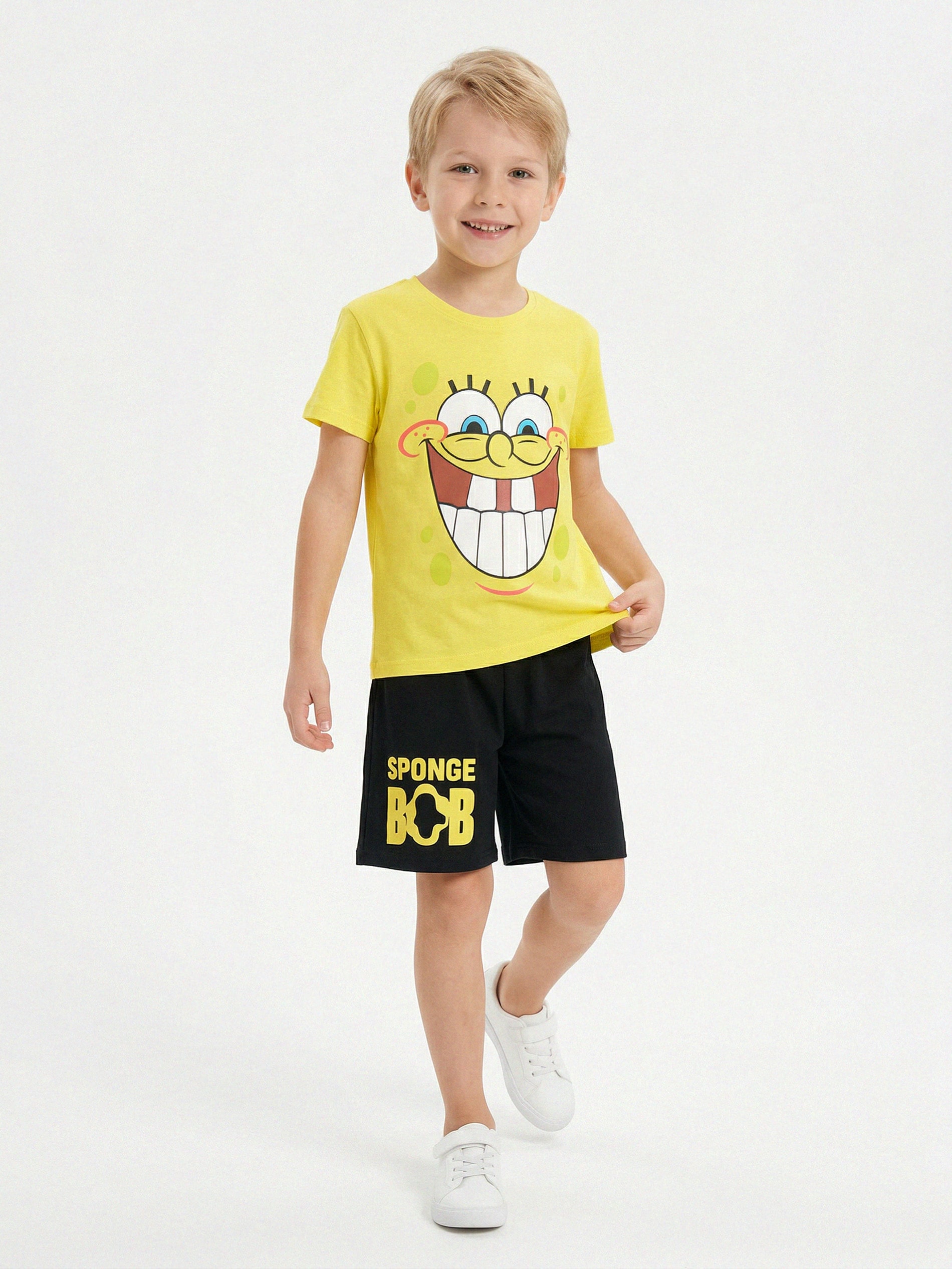 Bawełniana piżama dwuczęściowa z nadrukiem SpongeBob