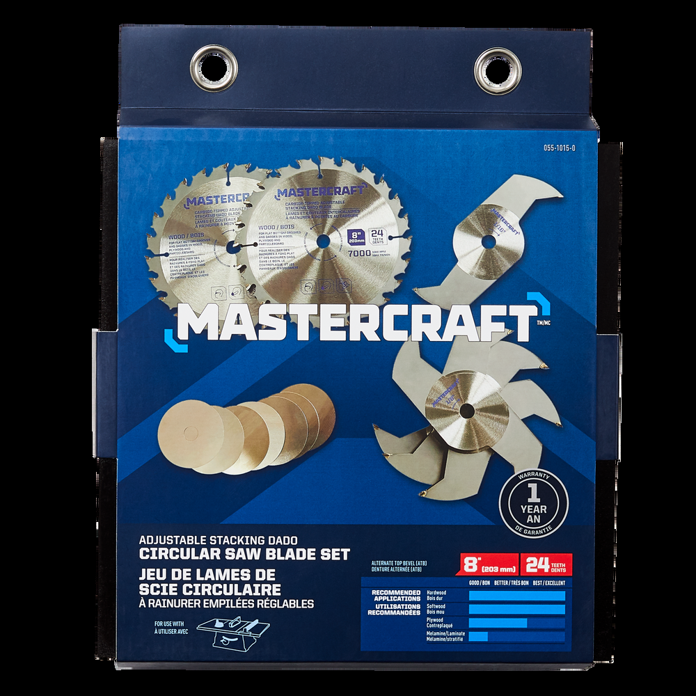 Mastercraft 8-in 24T Dado Carbide Tipped Circular Saw Blade Set for Wood