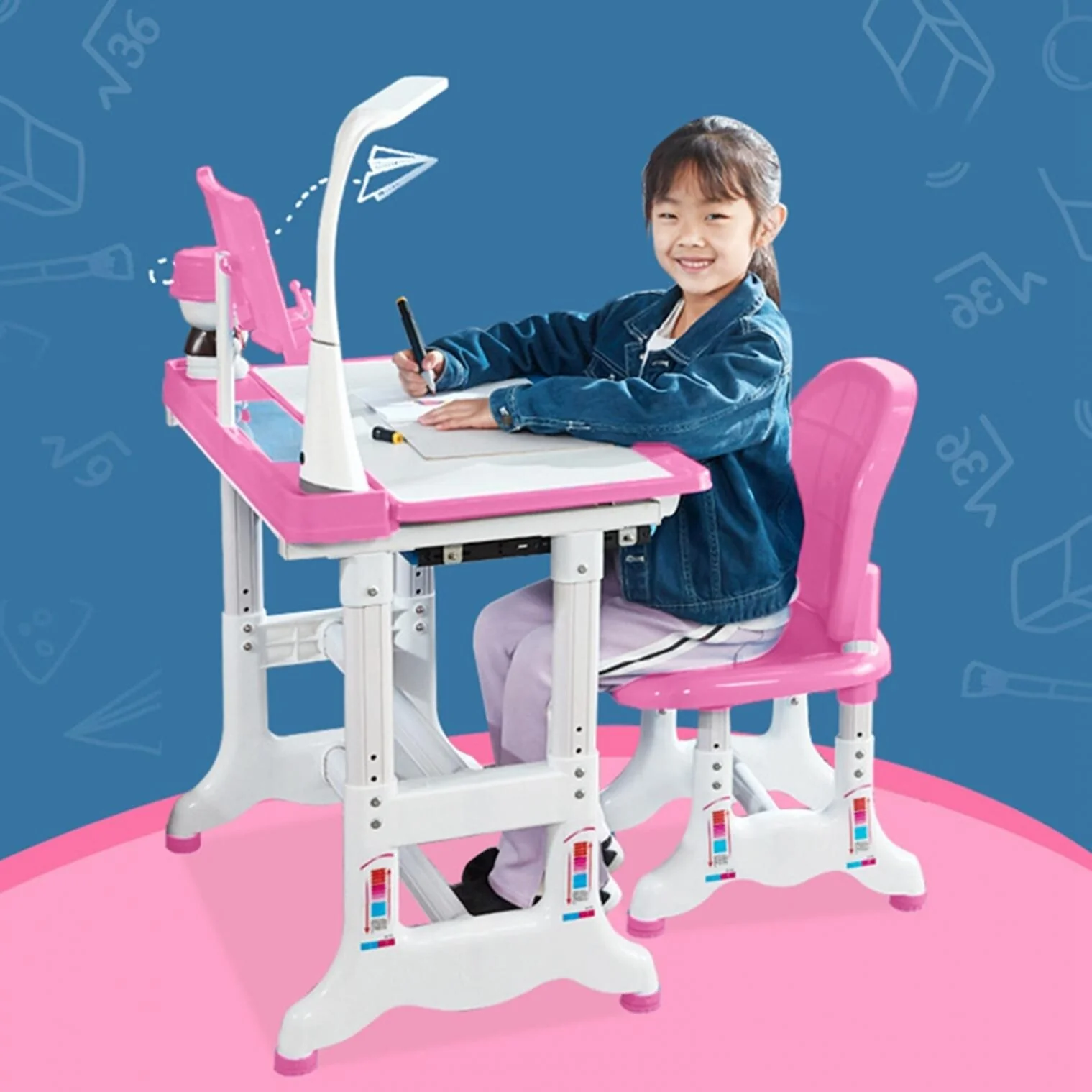 Height Adjustable Study Desk And Chair Set