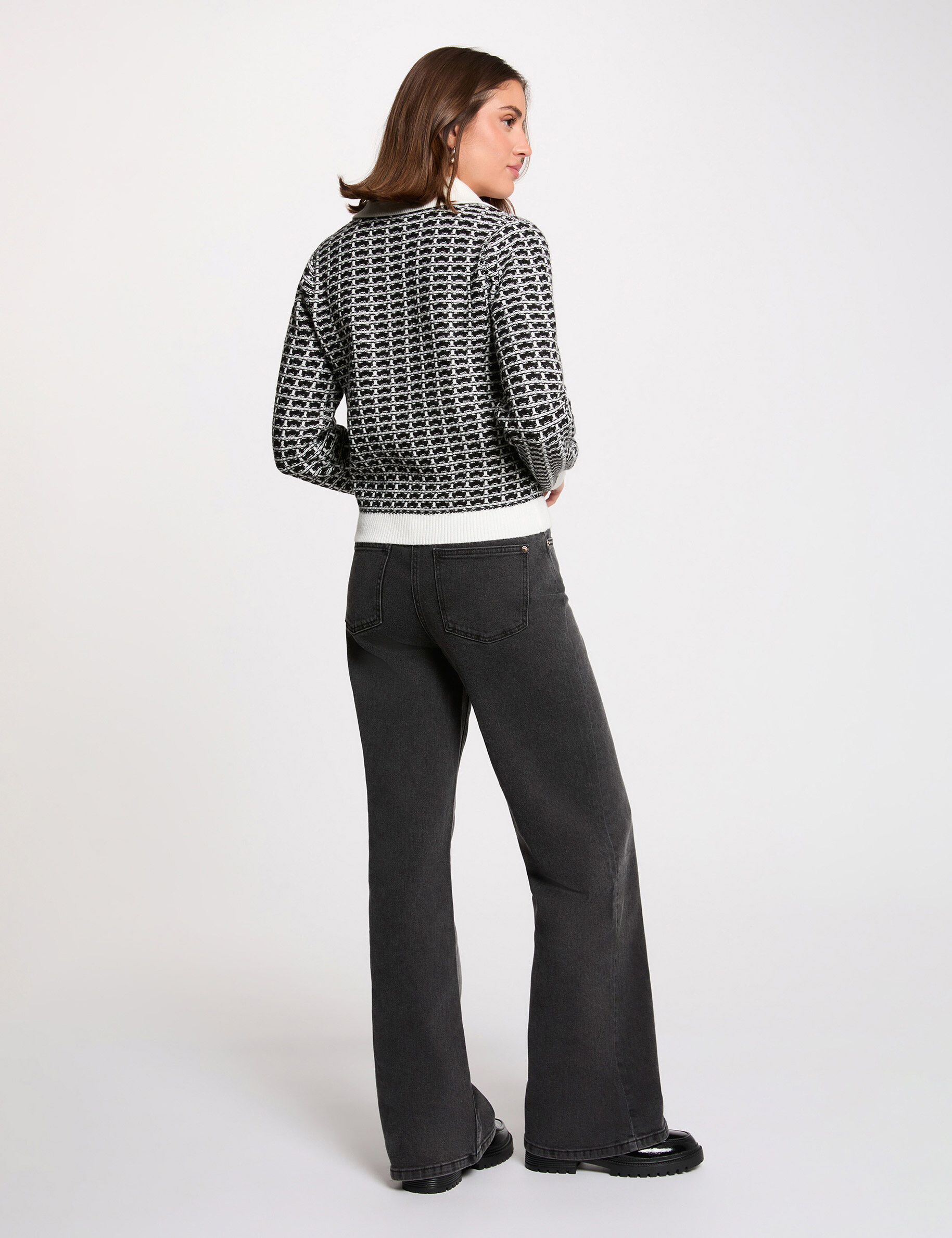 Chevron Jacquard Jacket Black Women