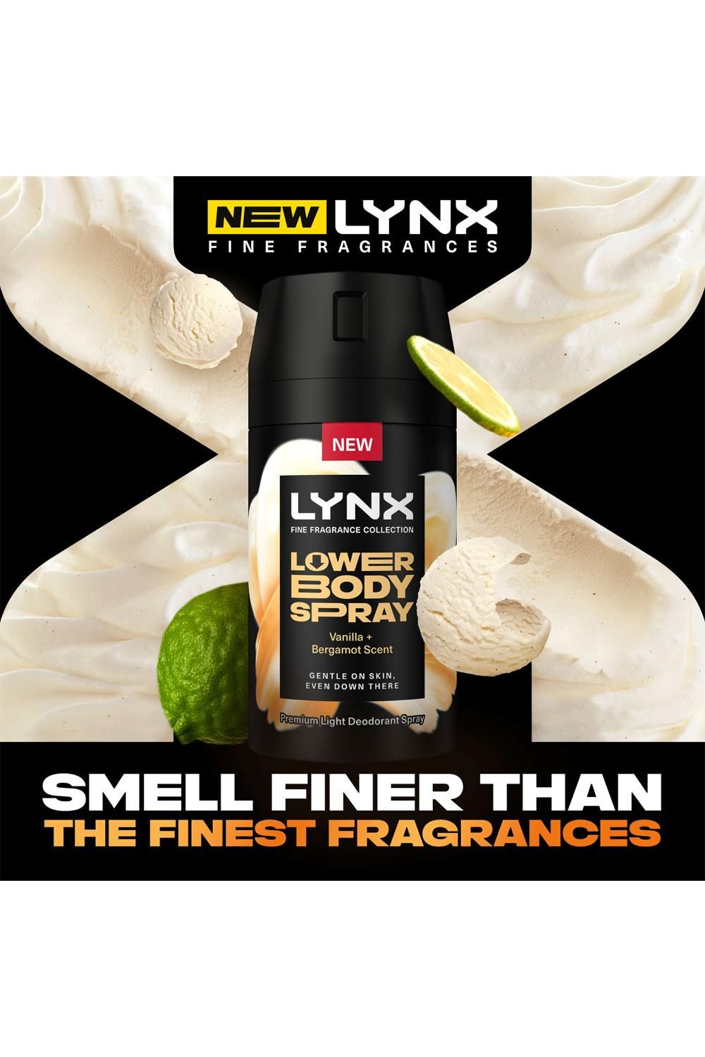 Lynx Lower Body Spray Vanilla   Bergamot 72H Freshness 100ml, 6Pk