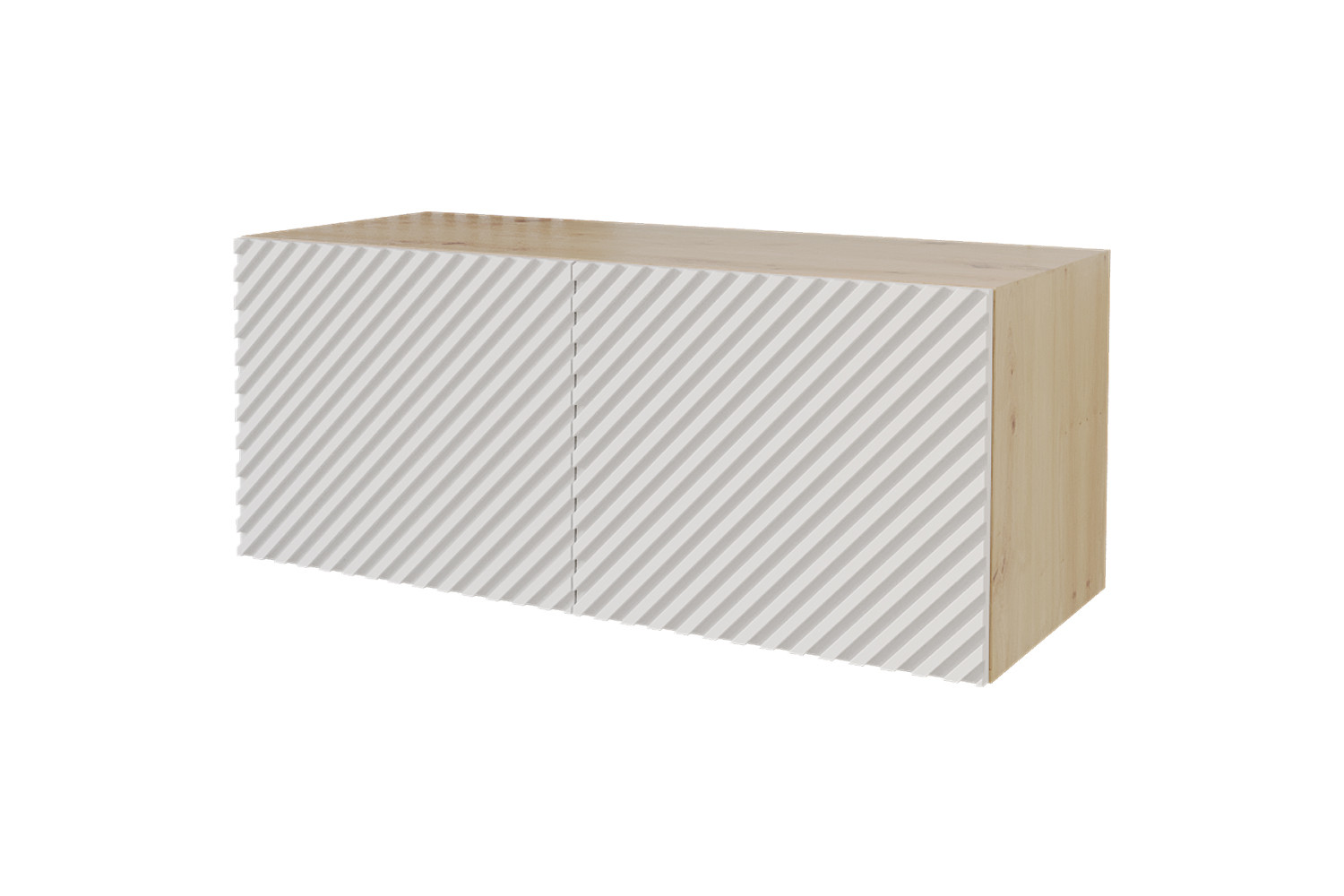 Szafka RTV z frezowanymi frontami wisząca ZENO-W - 100x40x40 cm - Biały