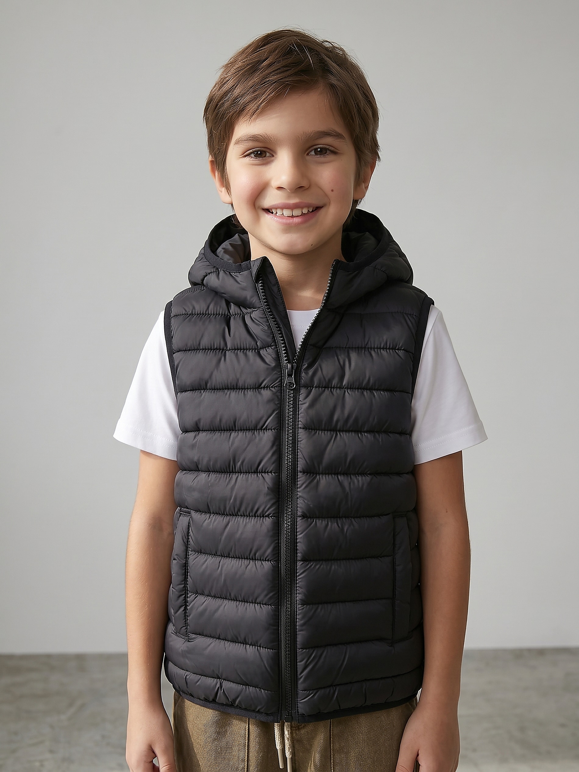 Pikowana kamizelka puffer z kapturem