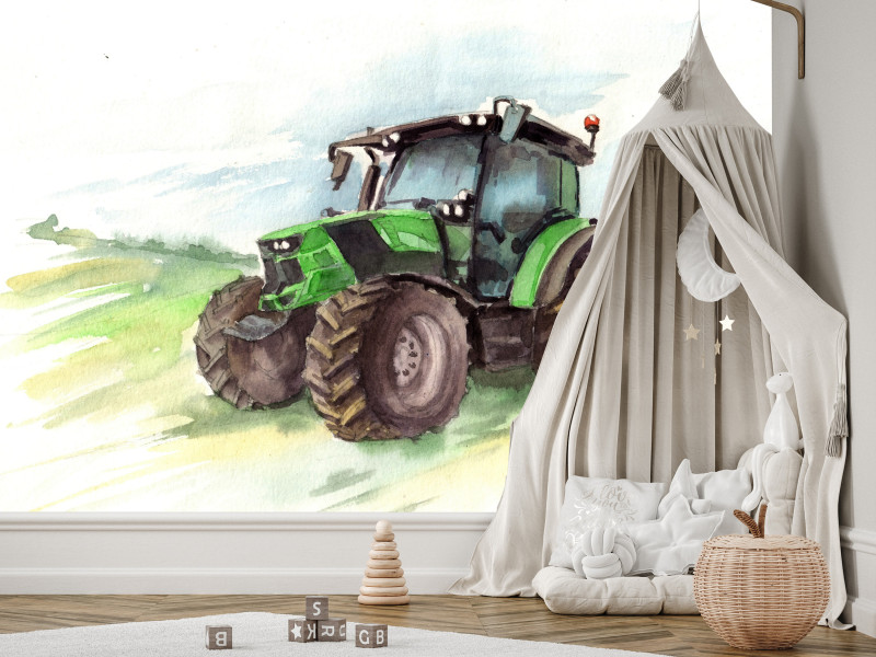 Fototapeta Zielony traktor 100x70cm