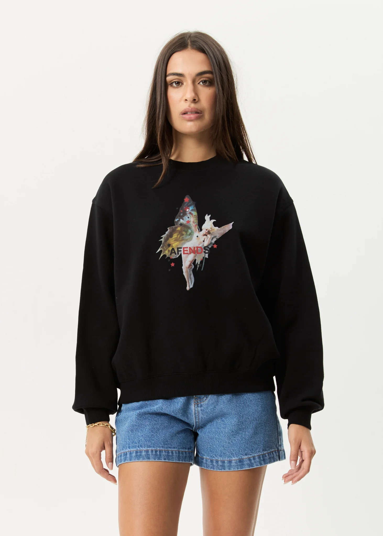 AFENDS Womens Pixie - Crew Neck Jumper - Black