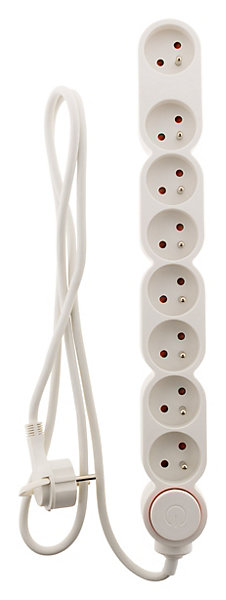 Bloc Home 8 prises 16A 2P T câble 1,5m - Blanc - Zenitech