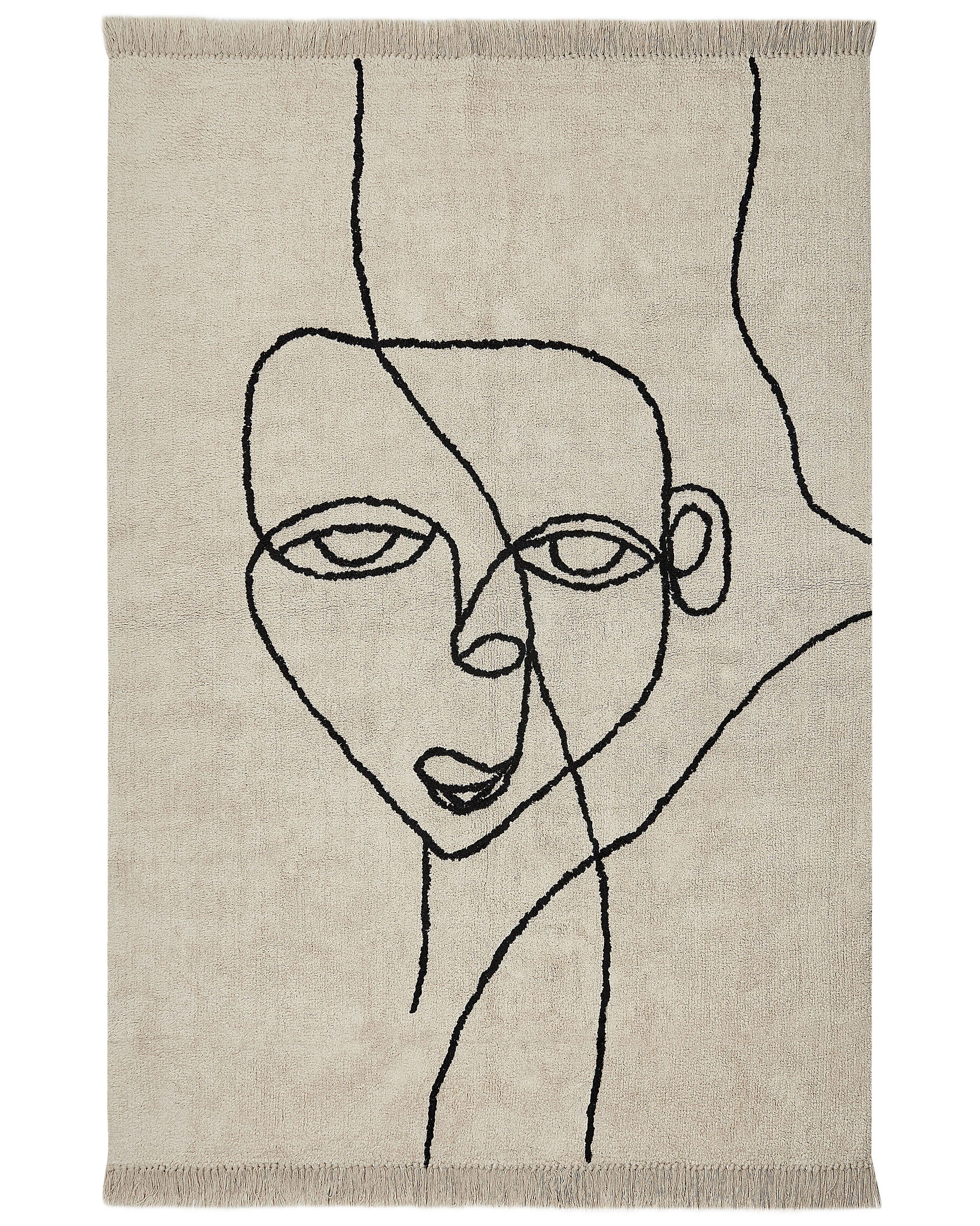 Dywan bawełniany 160x230 cm beżowo-czarny