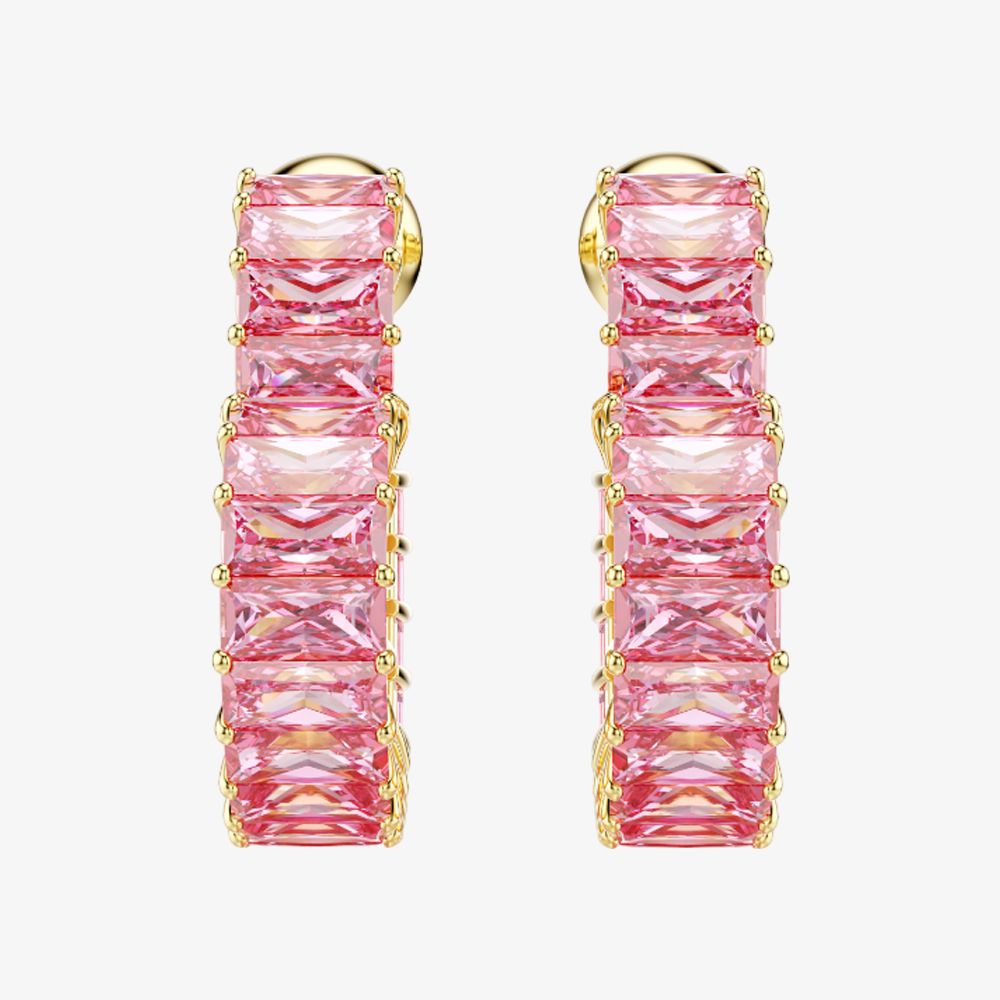 Swarovski Swarovski Matrix Gold Pink Crystal Hoop Earrings 5706340