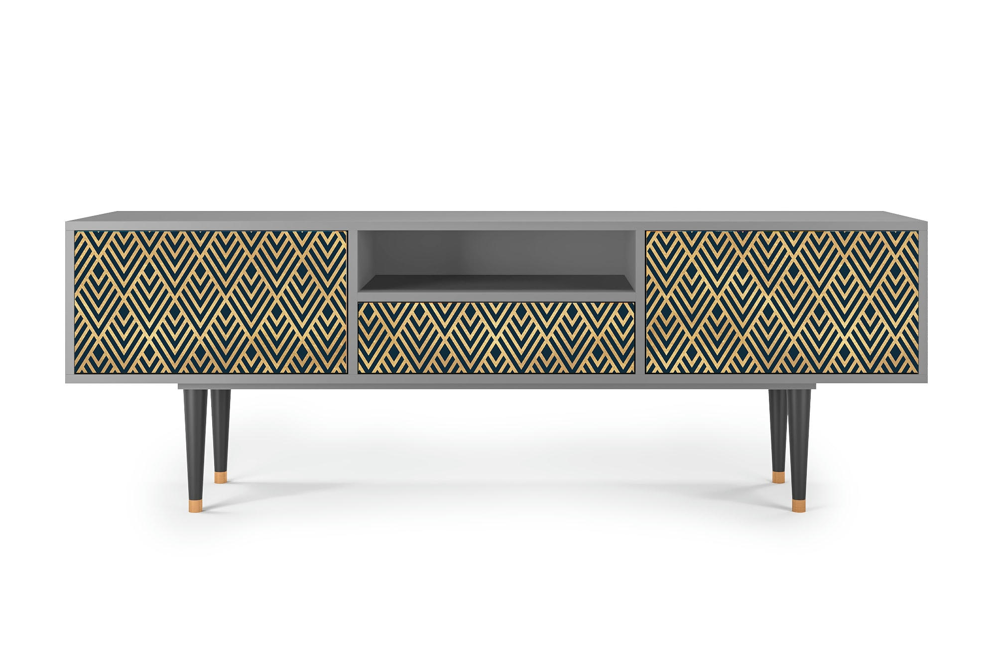 EGYPT TRIANGLES - Meuble TV  bleu 1 tiroir et 2 portes L 170 cm