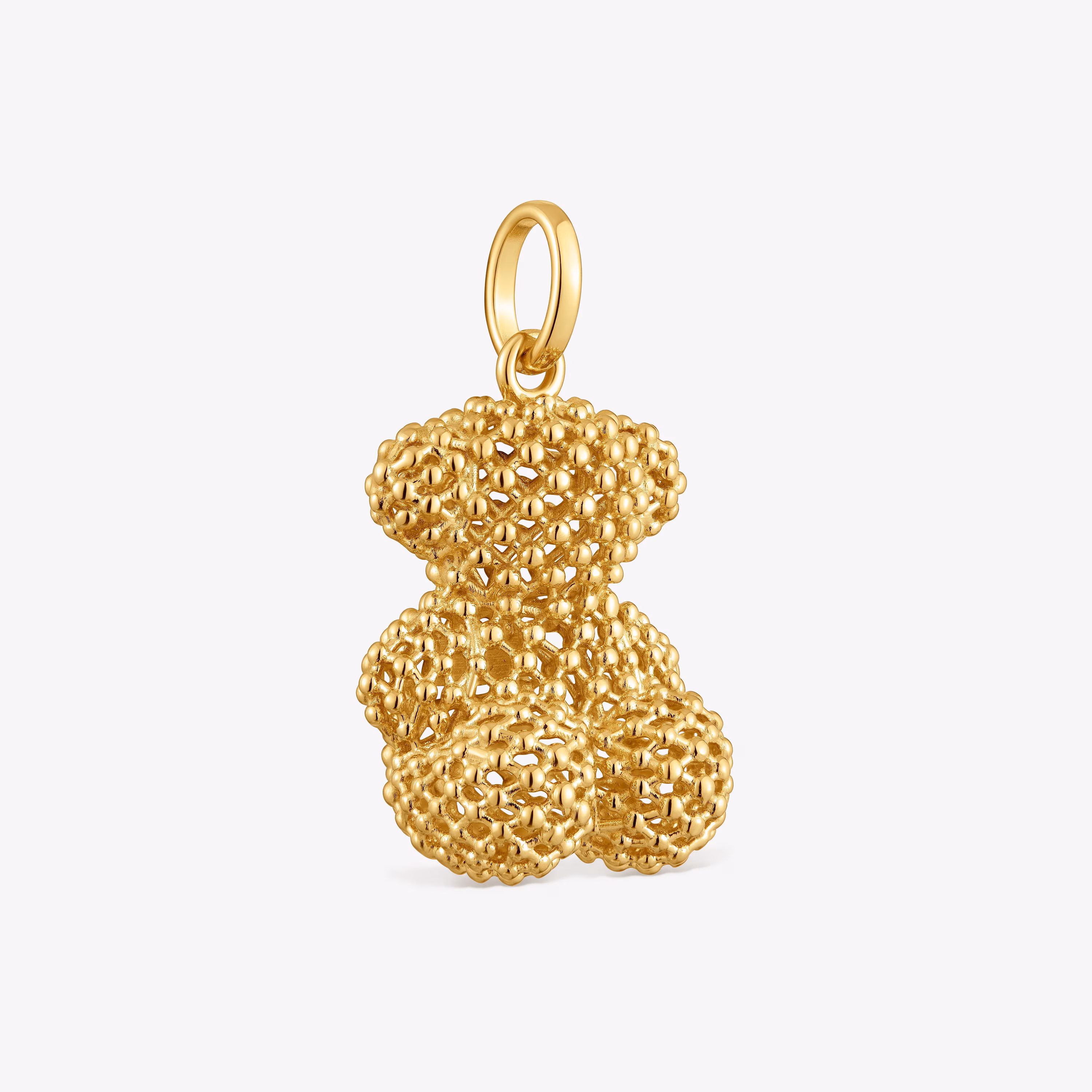 Colgante oso mediano texturizado con baño de oro 18 kt sobre plata 22 mm Bold Bear