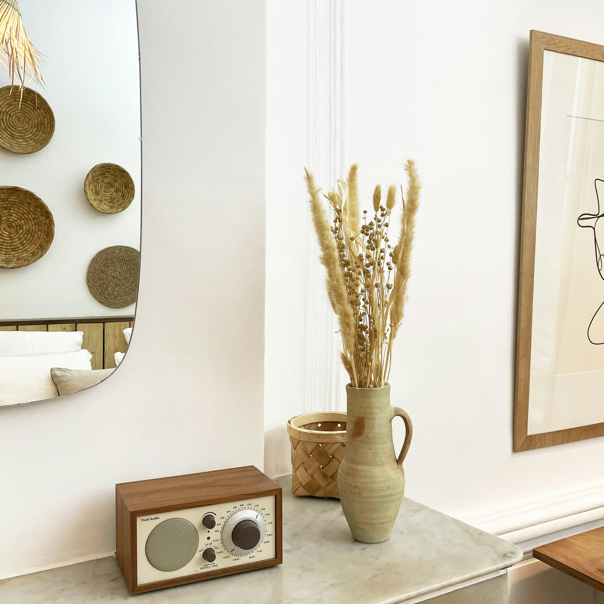 - Bouquet fleur séchée naturelle crème 60cm