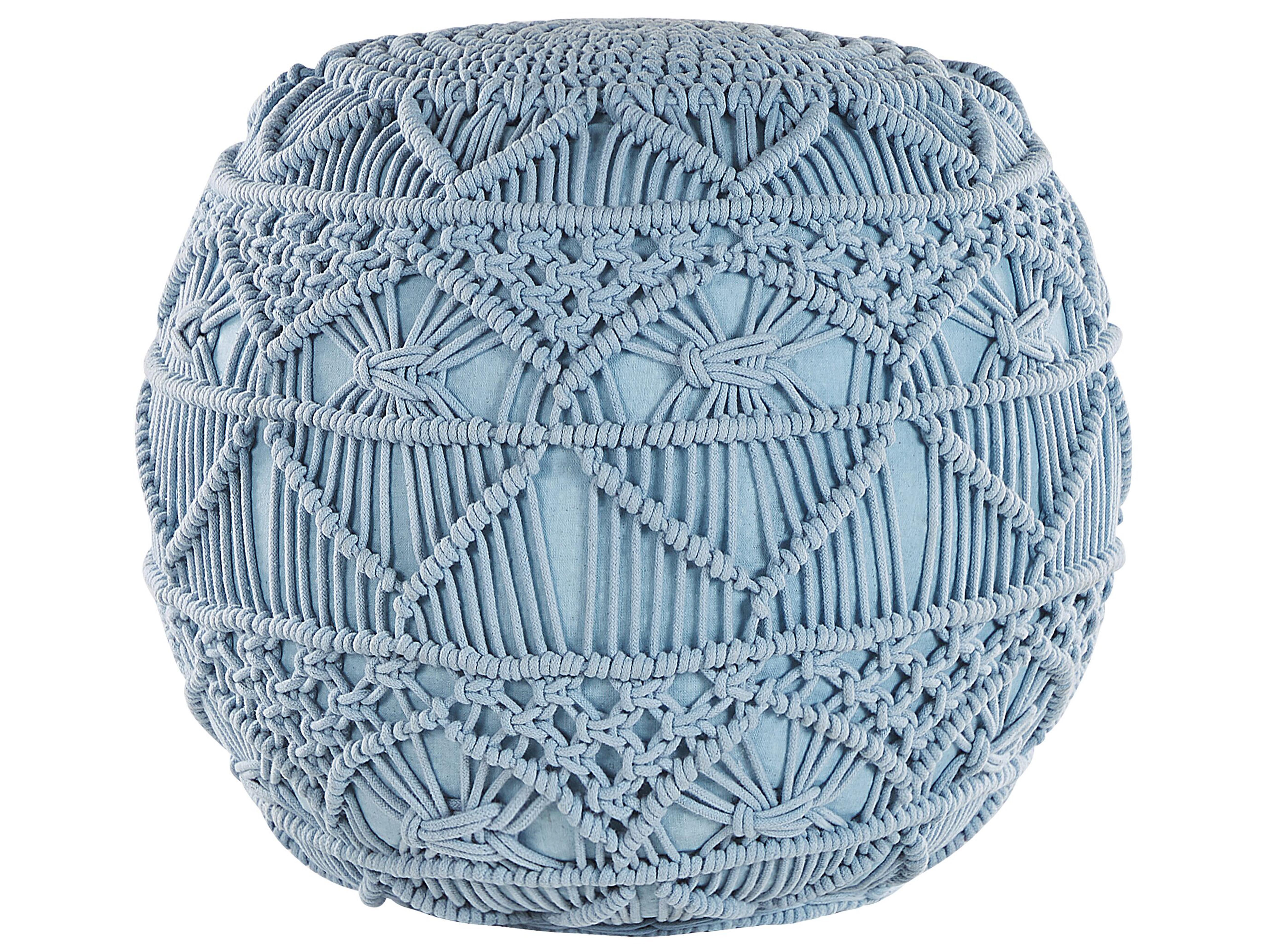 Pouffe Macram�� KAYSERI Cotton Blue
