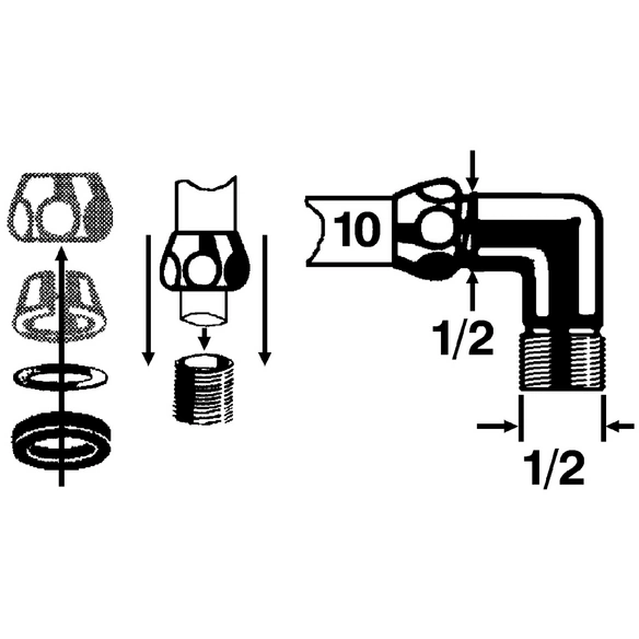 Winkel-Quetschverschraubung, Messing