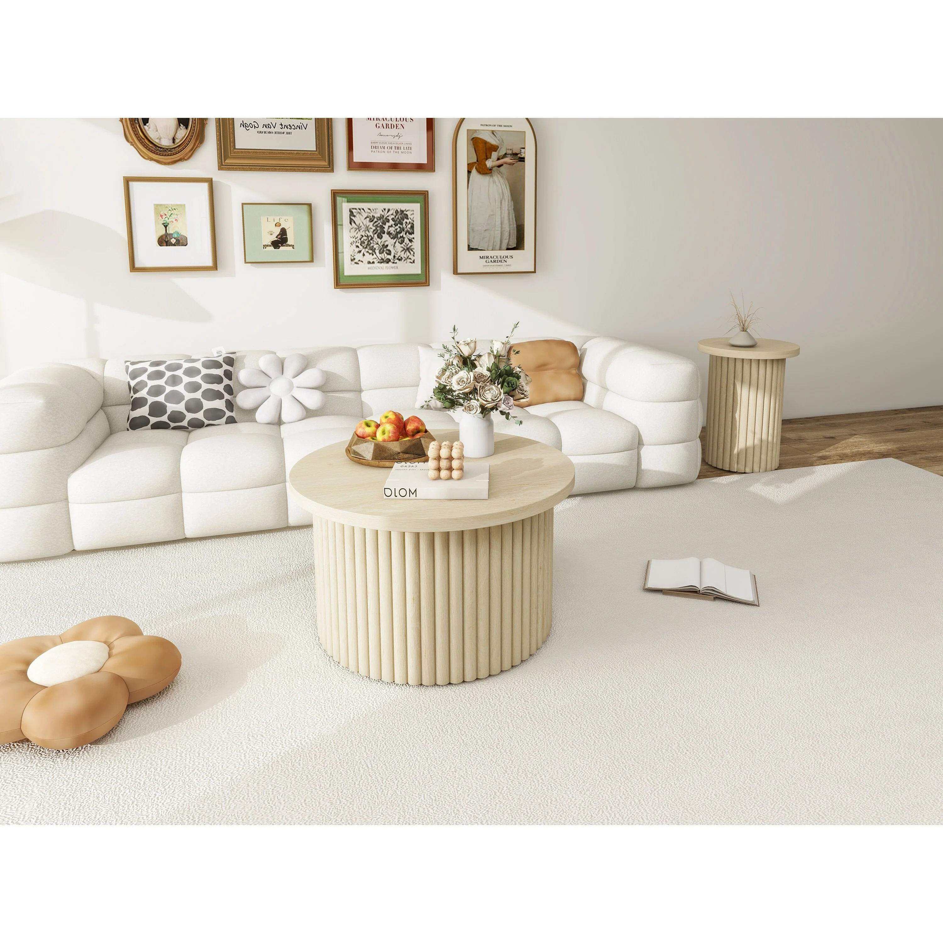 Coffee Table Set Of 2 ,Round Coffee Table,Modern Side Tables Accent End Table