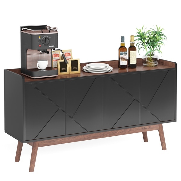 Wooden 4-door Buffet Sideboard with Storage, Accent Cabinet for Kitchen Dining Room - N/A
