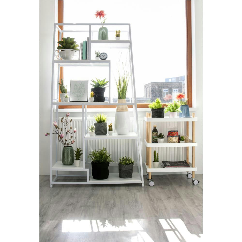 FUSHION - Étagère asymétrique en métal blanc H178cm