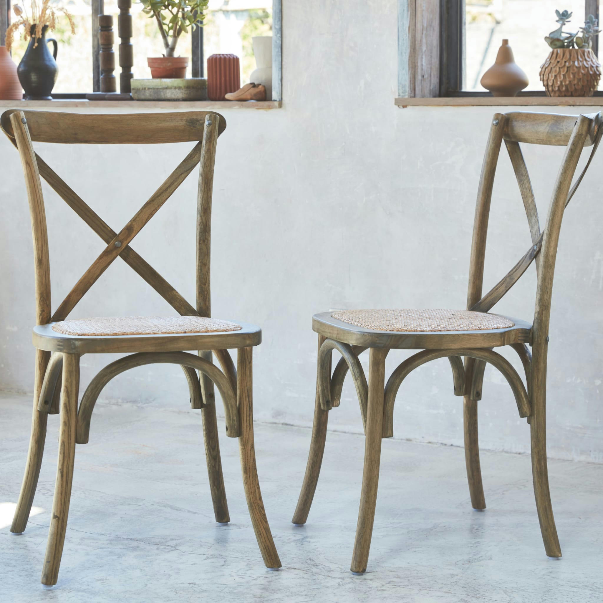 BELLEVILLE - Lot de 2 chaises de bistrot en bois marron