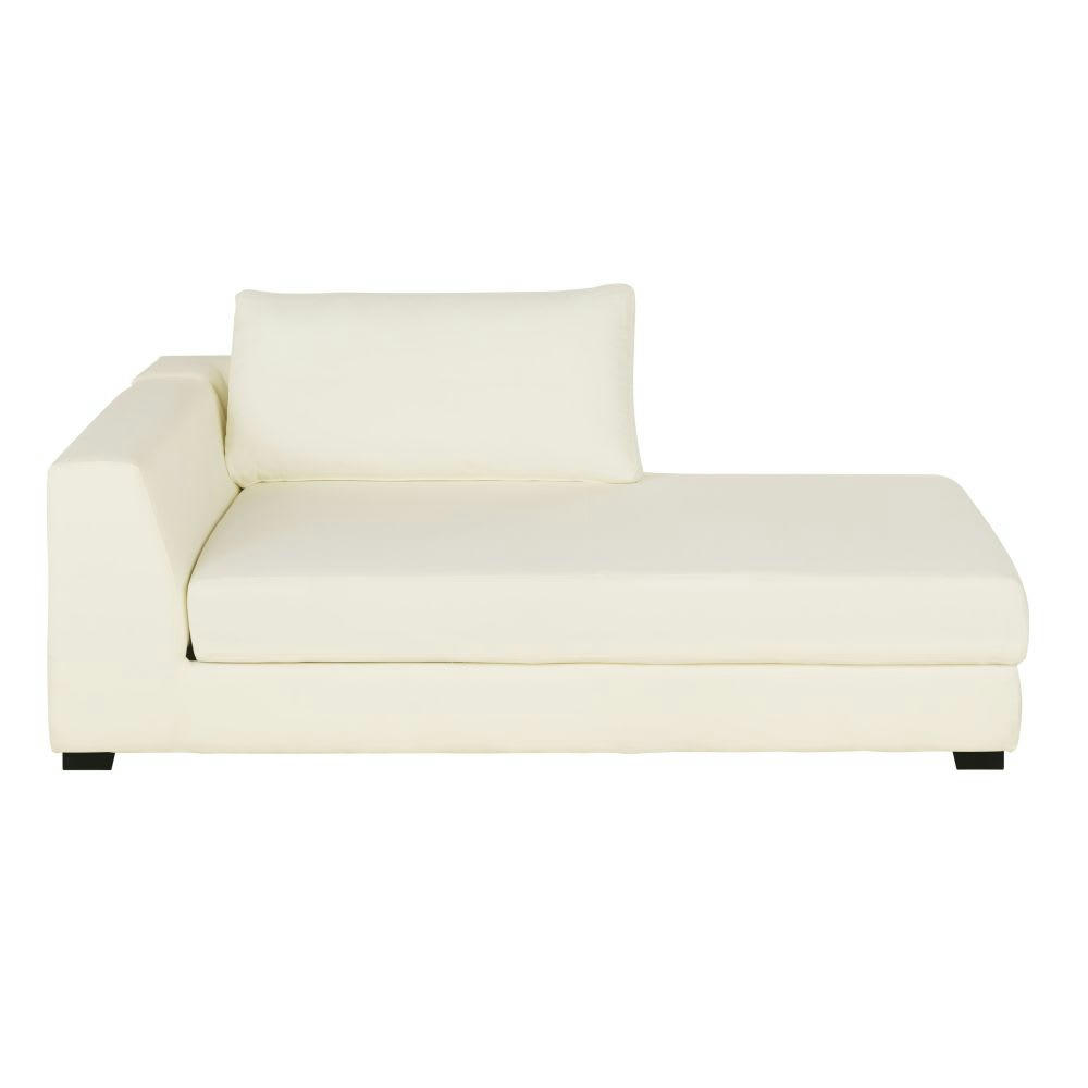 Terence - Méridienne-coffre droite pour canapé modulable en toile ivoire