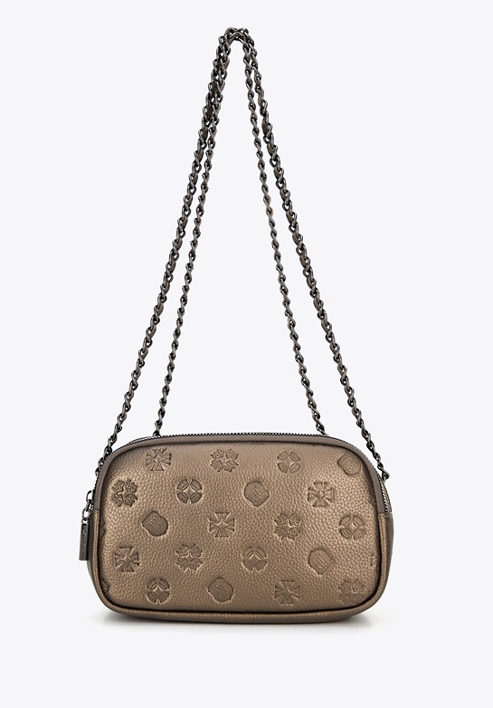 Damska crossbody ze skóry na łańcuszku złota
