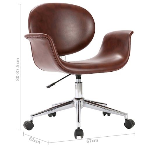 NNEVL Swivel Office Chair Brown Faux Leather